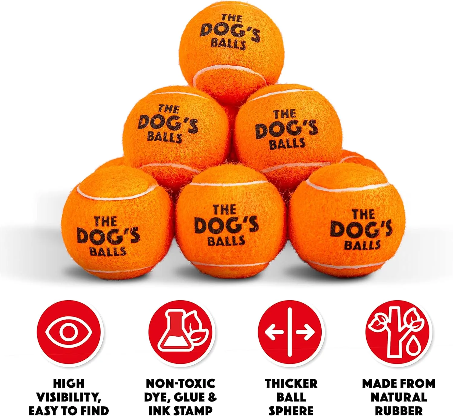 The Dog's Balls, Dog Tennis Balls, 12-Pack Orange, 2.5 Inches Diameter Dog Toy, Strong Dog & Puppy Ball for Training, Play, Exercise & Fetch