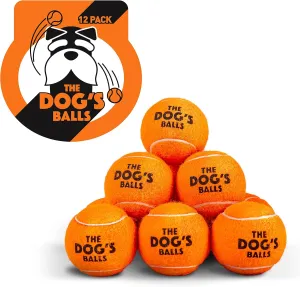 The Dog's Balls, Dog Tennis Balls, 12-Pack Orange, 2.5 Inches Diameter Dog Toy, Strong Dog & Puppy Ball for Training, Play, Exercise & Fetch