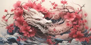 The Gaming Mat Company Single Player MTG Playmat & Mouse Pad – 28" x 14" Flower Dragon 2 Gaming Mouse Pad Compatible with Magic: The Gathering playmats, MTG Cards, TCG Gaming mat