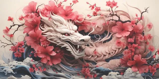 The Gaming Mat Company Single Player MTG Playmat & Mouse Pad – 28" x 14" Flower Dragon 2 Gaming Mouse Pad Compatible with Magic: The Gathering playmats, MTG Cards, TCG Gaming mat