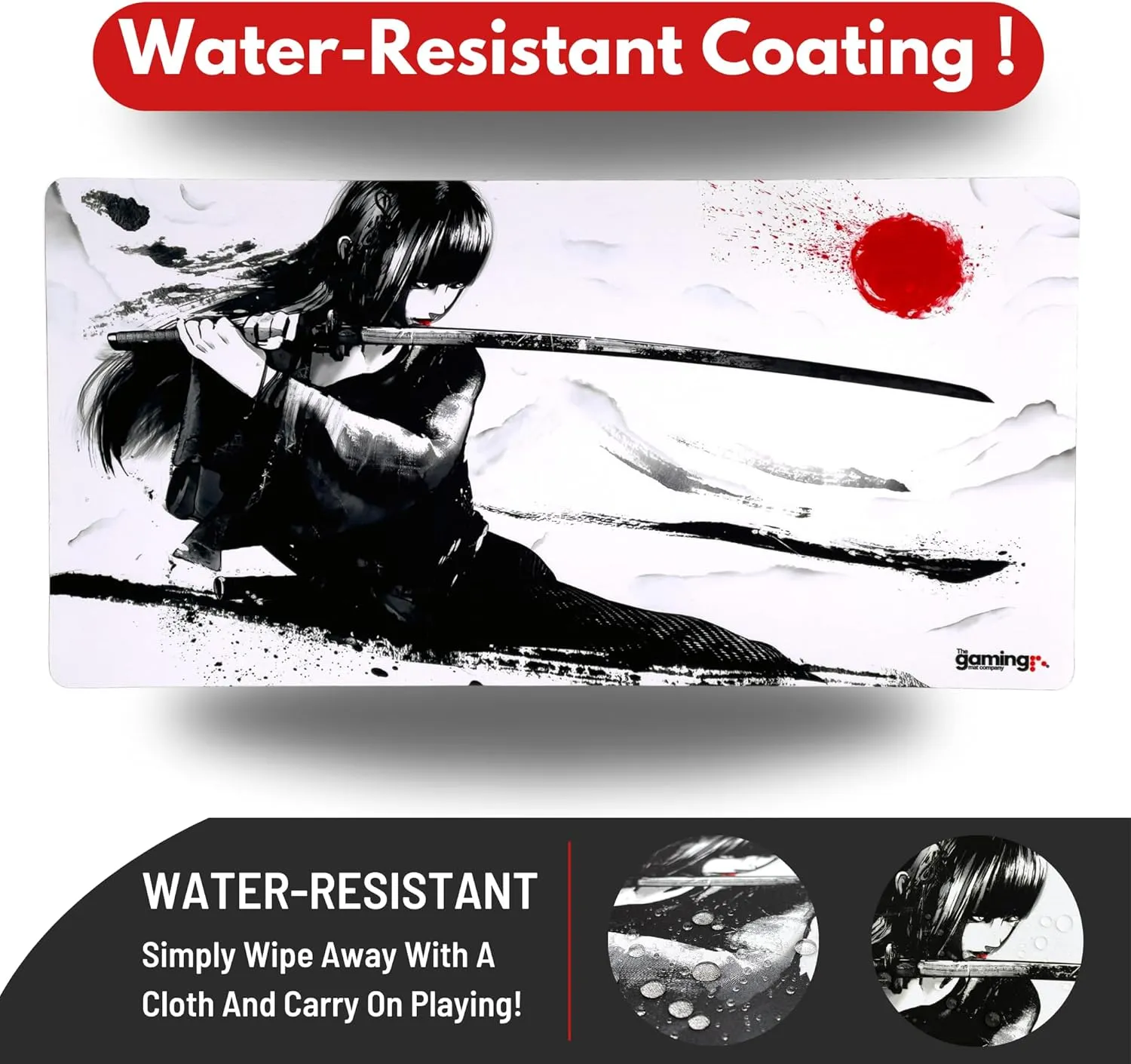 The Gaming Mat Company Single Player MTG Playmat & Mouse Pad – 28" x 14" Samurai Girl Gaming Mouse Pad Compatible with Magic: The Gathering playmats, MTG Cards, TCG Gaming mat