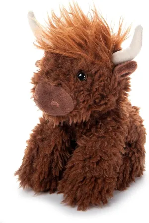 The Petting Zoo Highland Cow Plushie Stuffed Animal, Gifts for Kids, Wild Onez Wildlife Animals, Brown Cow Plush Toy, 9 inches