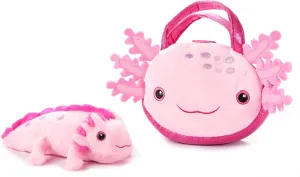 The Petting Zoo Stuffed Animal Plushie and Pet Carrier, Gifts for Girls, Wildlife Animal Plush Toy and Matching Purse Pet Carrier (Axolotl)