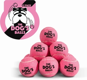 The Dog's Balls, Dog Tennis Balls, 12-Pack Pink, 2.5 Inches Diameter Dog Toy, Strong Dog & Puppy Ball for Training, Play, Exercise & Fetch