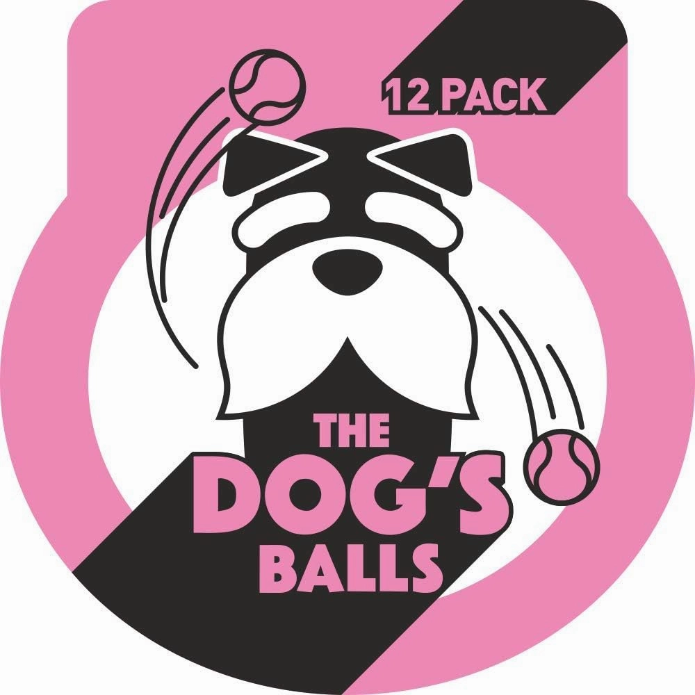 The Dog's Balls, Dog Tennis Balls, 12-Pack Pink, 2.5 Inches Diameter Dog Toy, Strong Dog & Puppy Ball for Training, Play, Exercise & Fetch
