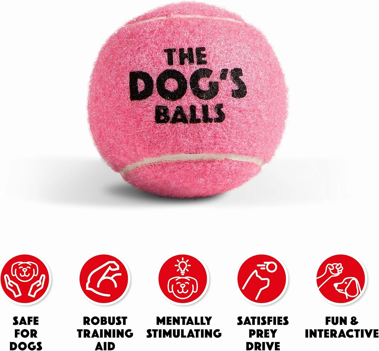 The Dog's Balls, Dog Tennis Balls, 12-Pack Pink, 2.5 Inches Diameter Dog Toy, Strong Dog & Puppy Ball for Training, Play, Exercise & Fetch