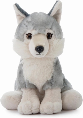 The Petting Zoo Wolf Stuffed Animal, Gifts for Kids, Wild Onez Zoo Animals, Grey Wolf Plush Toy 12 inches
