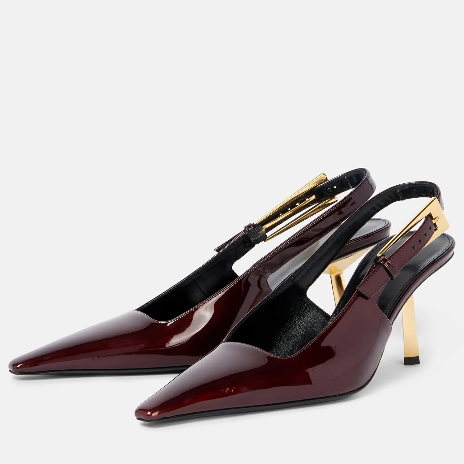 THESHY Women's Slingback Stiletto High Heels Square Toe Metal Buckle Pumps Backless Patent Leather Fashion Dress Shoes for Women