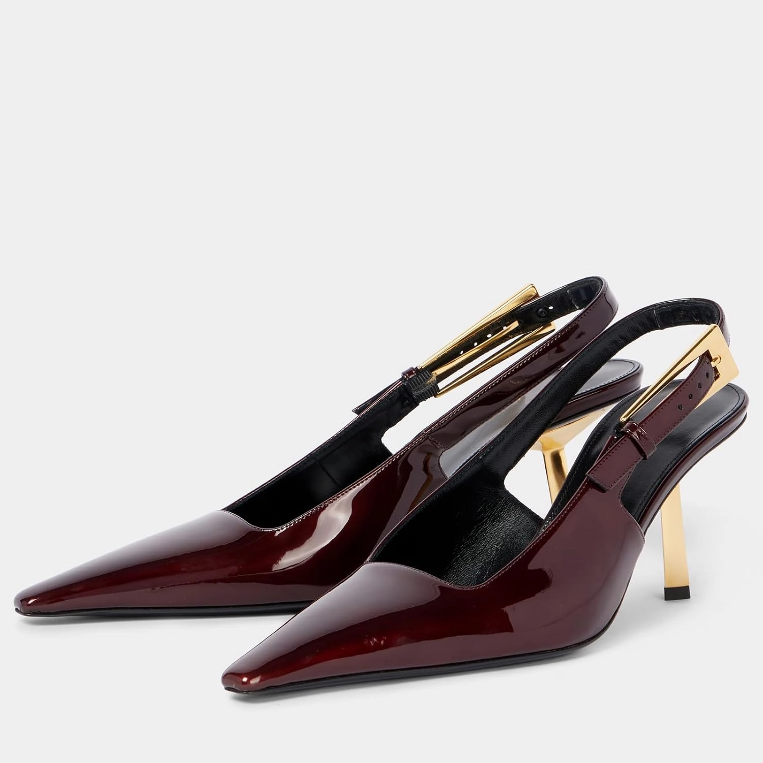 THESHY Women's Slingback Stiletto High Heels Square Toe Metal Buckle Pumps Backless Patent Leather Fashion Dress Shoes for Women