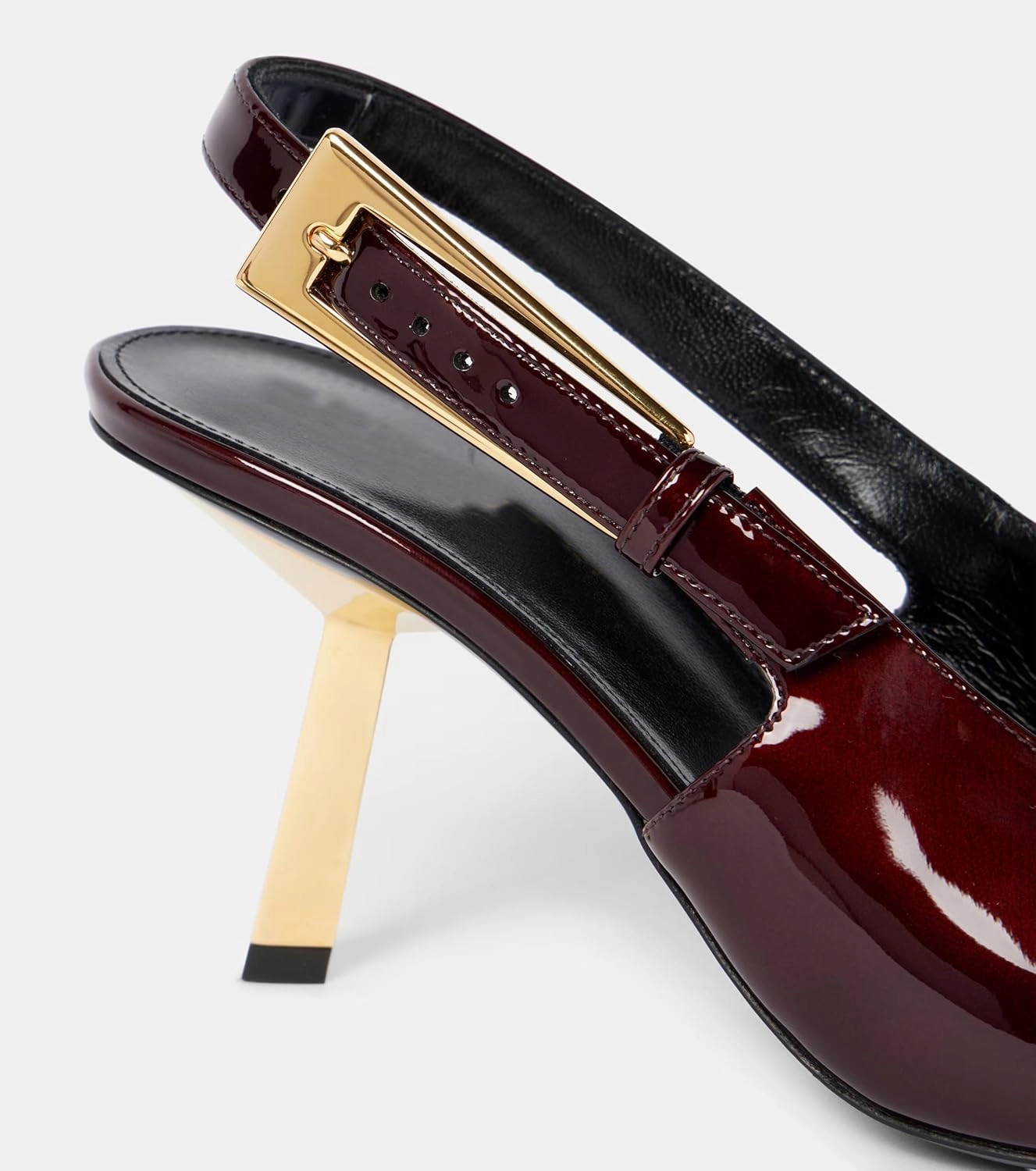 THESHY Women's Slingback Stiletto High Heels Square Toe Metal Buckle Pumps Backless Patent Leather Fashion Dress Shoes for Women