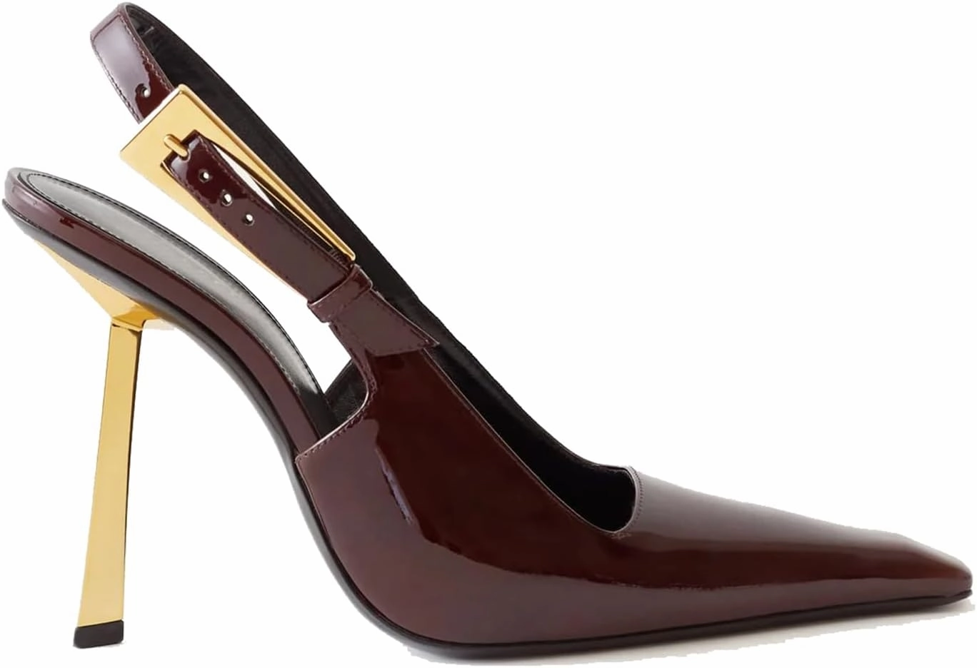 THESHY Women's Slingback Stiletto High Heels Square Toe Metal Buckle Pumps Backless Patent Leather Fashion Dress Shoes for Women