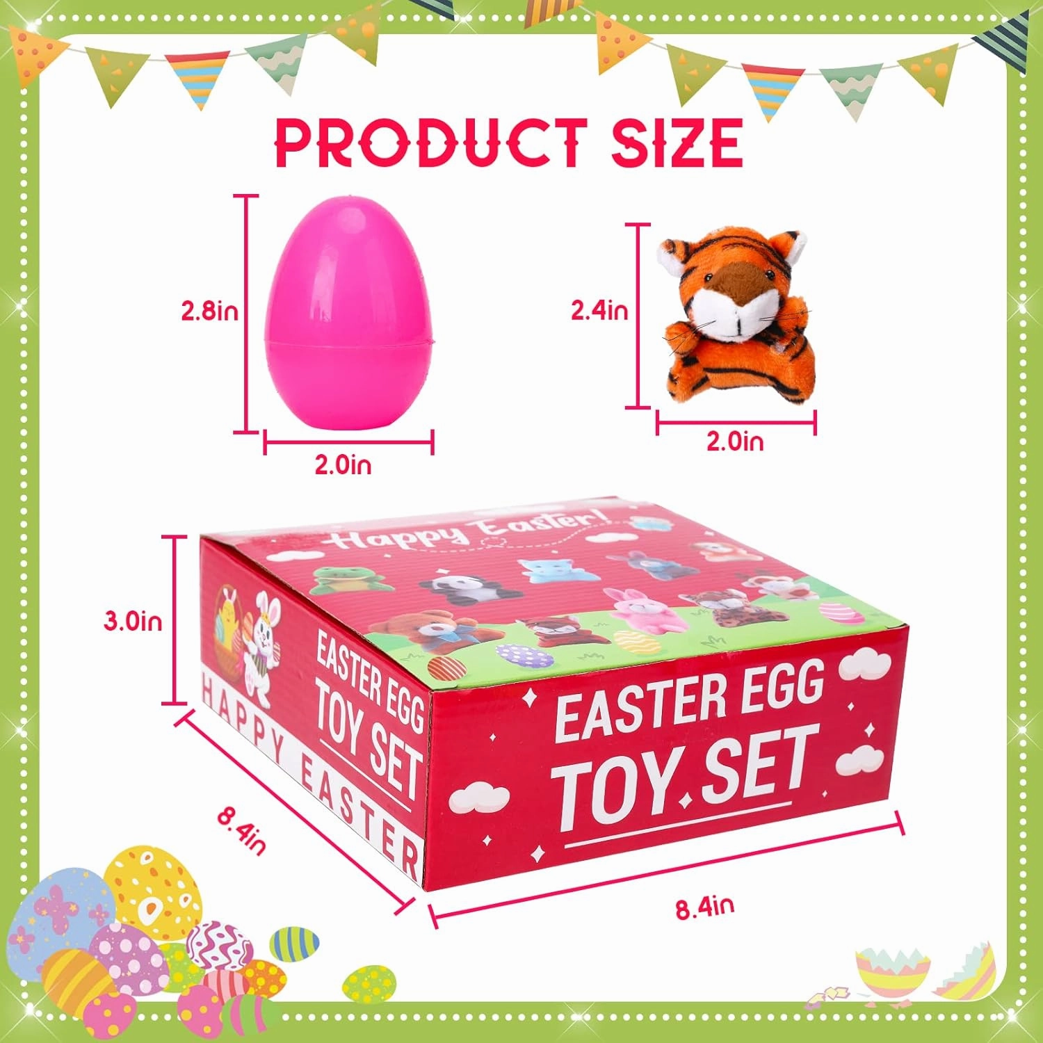 ThinkMax 16 pcs Easter Eggs Filled with Mini Plush Animals Toy for Easter Basket Stuffers/Fillers, Easter Eggs Hunt, Easter Party Favor