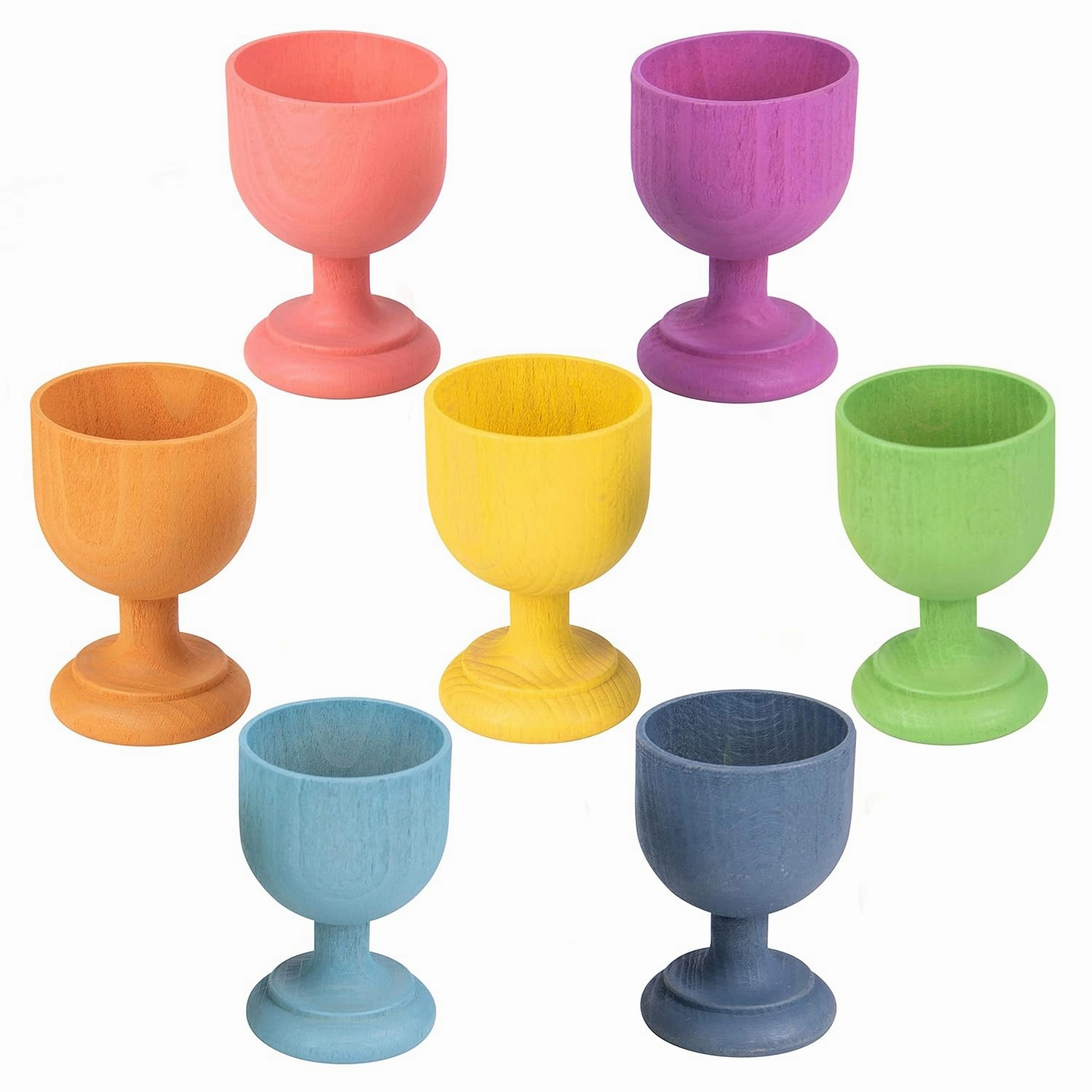 TickiT Rainbow Wooden Egg Cups - Set of 7 Colors - For Ages 10m  - Loose Parts Wooden Toy for Toddlers
