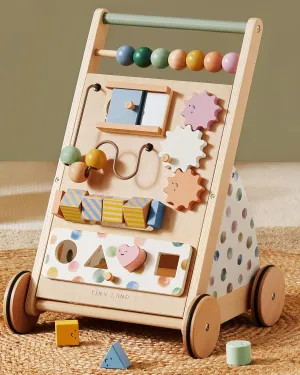 Tiny Land Baby Push Walker, Wooden Baby Walker for Girls, Adjustable Speed Walkers for Baby Boys, Montessori Walker Toy, Baby Activity Center, Push Toys for Kids Development (Morandi)