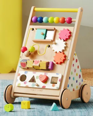 Tiny Land Baby Push Walker, Wooden Baby Walker for Girls, Adjustable Speed Walkers for Baby Boys, Montessori Walker Toy, Baby Activity Center, Push Toys for Kids Development (Rainbow)