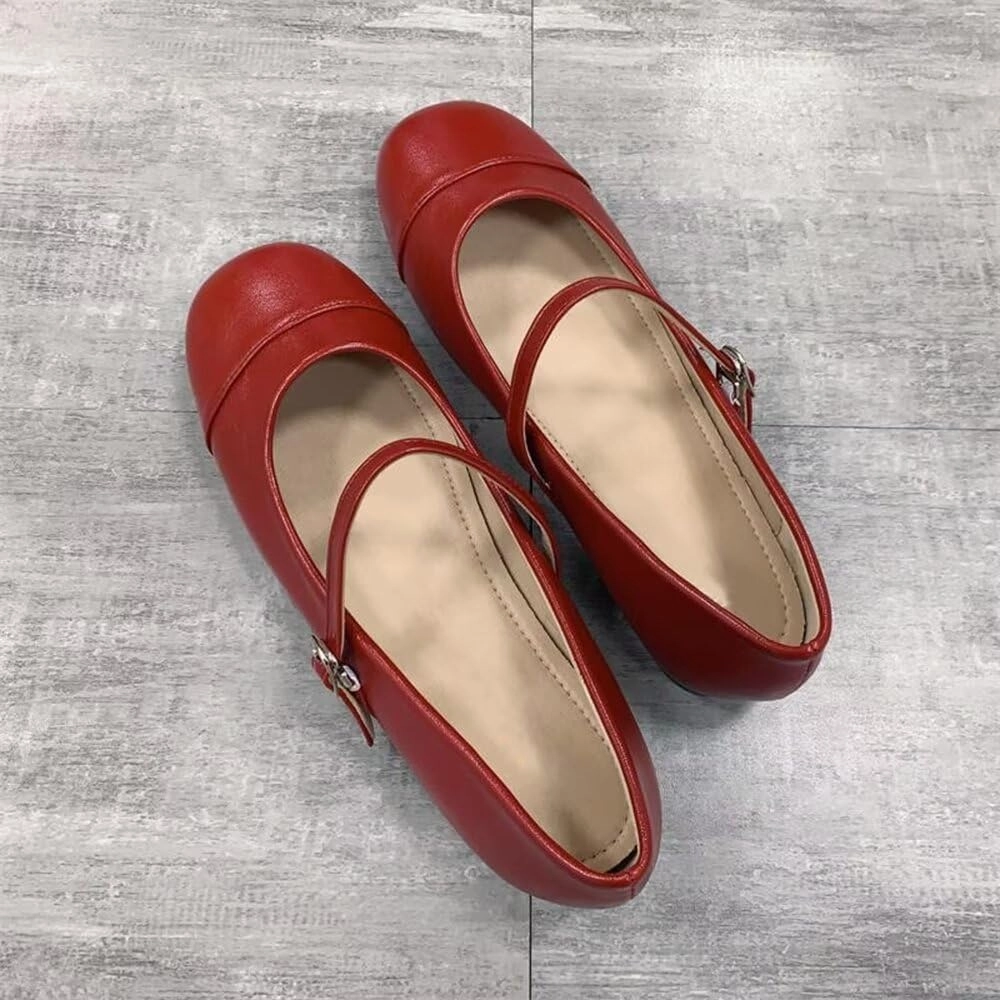 TN TANGNEST Flat Shoes for Women Retro Square Toe Mary Jane Flats Shiny Ballet Flats Comfortable Office Flats