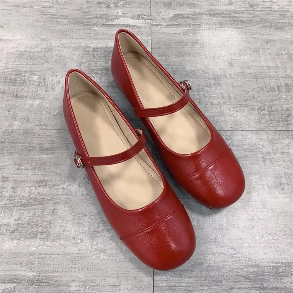 TN TANGNEST Flat Shoes for Women Retro Square Toe Mary Jane Flats Shiny Ballet Flats Comfortable Office Flats