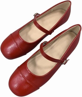 TN TANGNEST Flat Shoes for Women Retro Square Toe Mary Jane Flats Shiny Ballet Flats Comfortable Office Flats