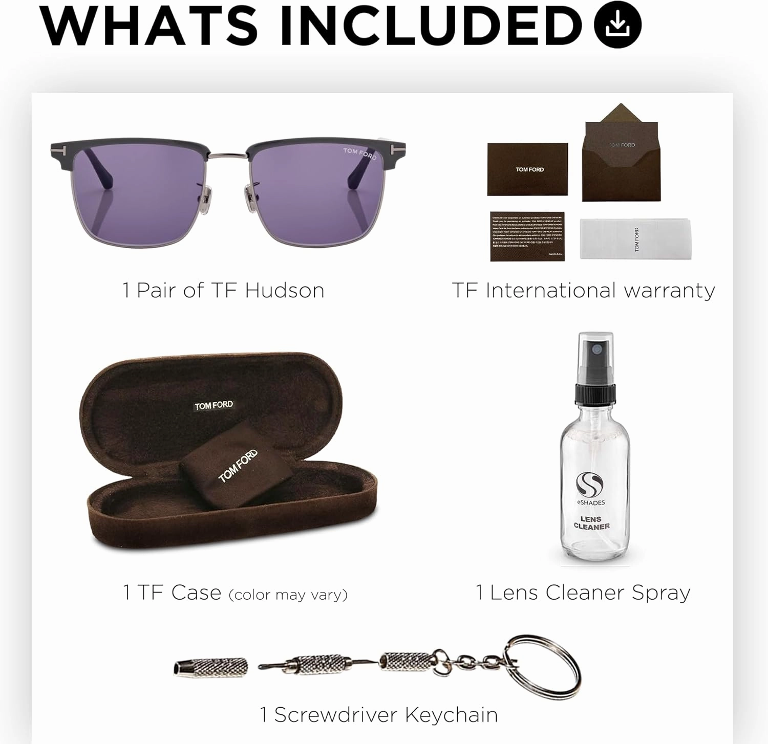 Tom Ford FT0997-H HUDSON-02 Square Shape Sunglasses   Bundle With eSHADES Eyewear Cleaning Kit