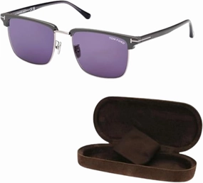 Tom Ford FT0997-H HUDSON-02 Square Shape Sunglasses   Bundle With eSHADES Eyewear Cleaning Kit