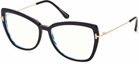 Tom Ford TF5882-B 005 Eyeglasses Women's Shiny Black/Sand Havana Full Rim 55mm