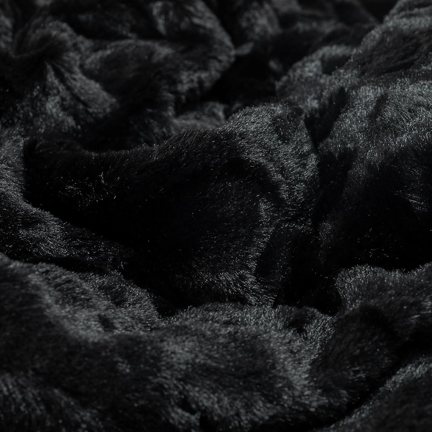 TOONOW Faux Fur Luxury Throw Blanket,Double Side Soft Fluffy Shaggy Fuzzy Blanket for Couch Sofa Bed (Black, X-Large Twin Size)