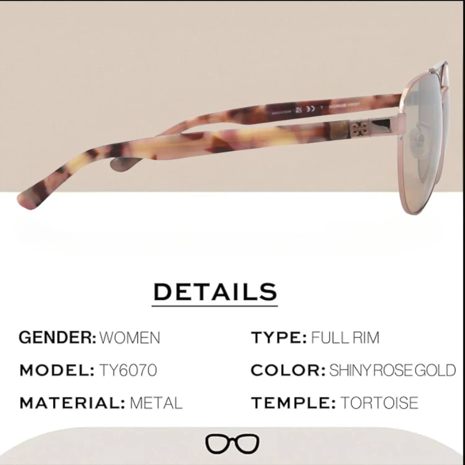Tory Burch TY6070 PILOT Shape Sunglasses with eSHADES Luxury Eyewear kit Bundle