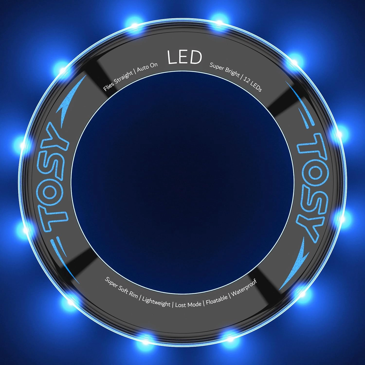 TOSY Flying Ring - 16 Million Color RGB LEDs or 12 LEDs, Super Bright, Lost Mode, Auto Light Up, Camping Essentials for Kids/Teens/Boy/Girl, Safe & Soft, Waterproof, Pool/Beach Games, Lightweight Toy