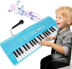 Toy Piano Keyboard for Kids Upgrade Electric Pianos Toys for 3 4 5 6 7 8 Year Old Girls Boys Beginners Keyboards with Microphone Toy for 3  Year Old Kid Gifts (Blue)