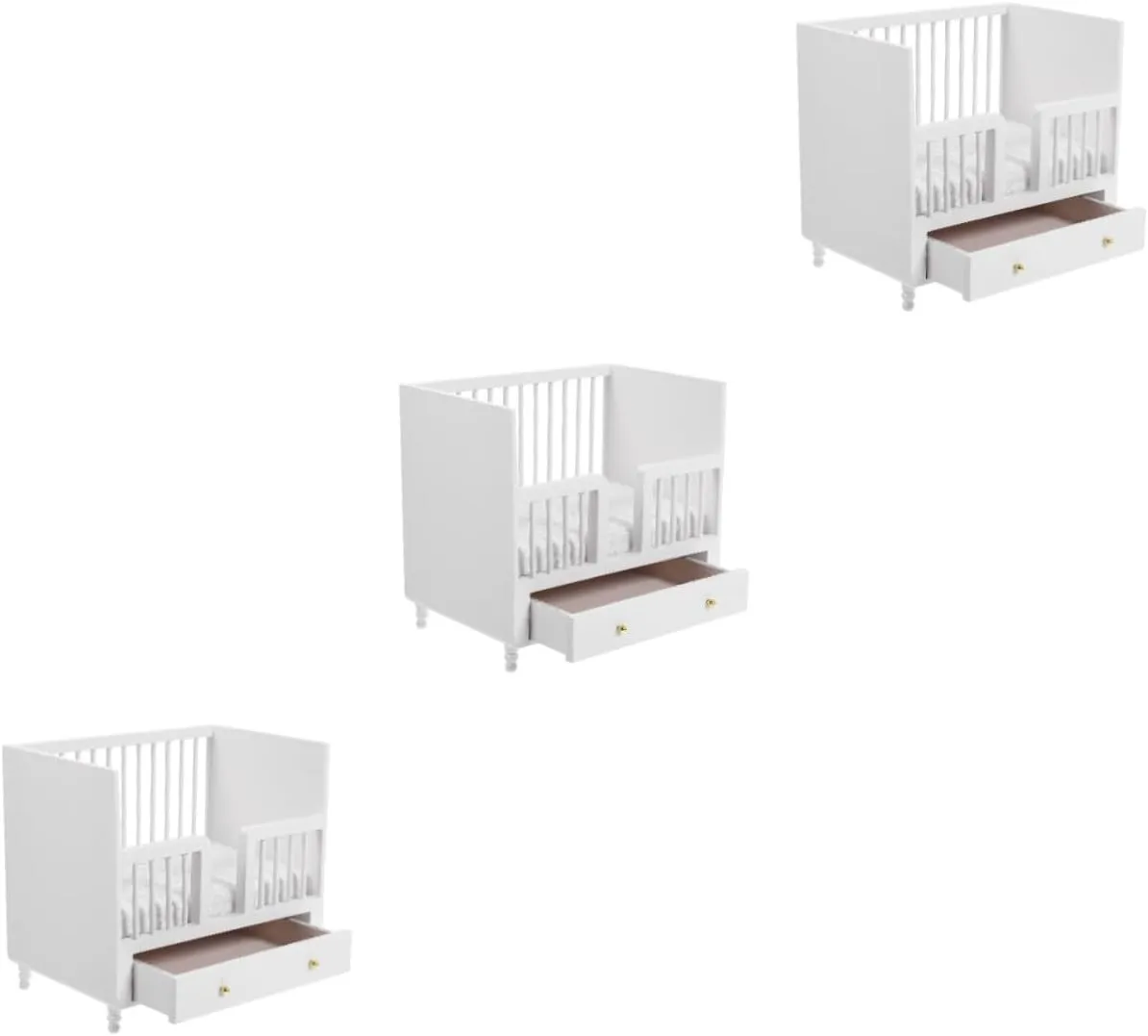 TOYANDONA 3pcs Miniature Dollhouse Nursery Room Layout Wooden Boys and Girls Bed Crib Furniture for Dollhouse Lightweight Compact Design for Boy Girl Play Decoration for Birthdays Special