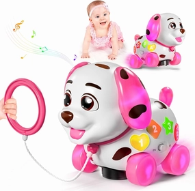Toys for 1 Year Old Girl Boy, Baby Toy 6-12-18 Months, Musical Puppy Toddler Learning Toy for 1 Year Old Girl Gift, Bilingual Educational Toys with Music Light, 1st Birthday Gift for Boy