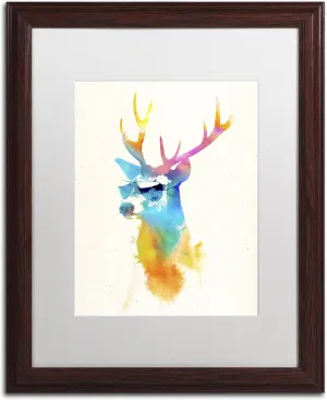 Trademark Fine Art ALI2250-W1620MF Sunny Stag by Robert Farkas, White Matte, Wood Frame 16x20-Inch, 16x20