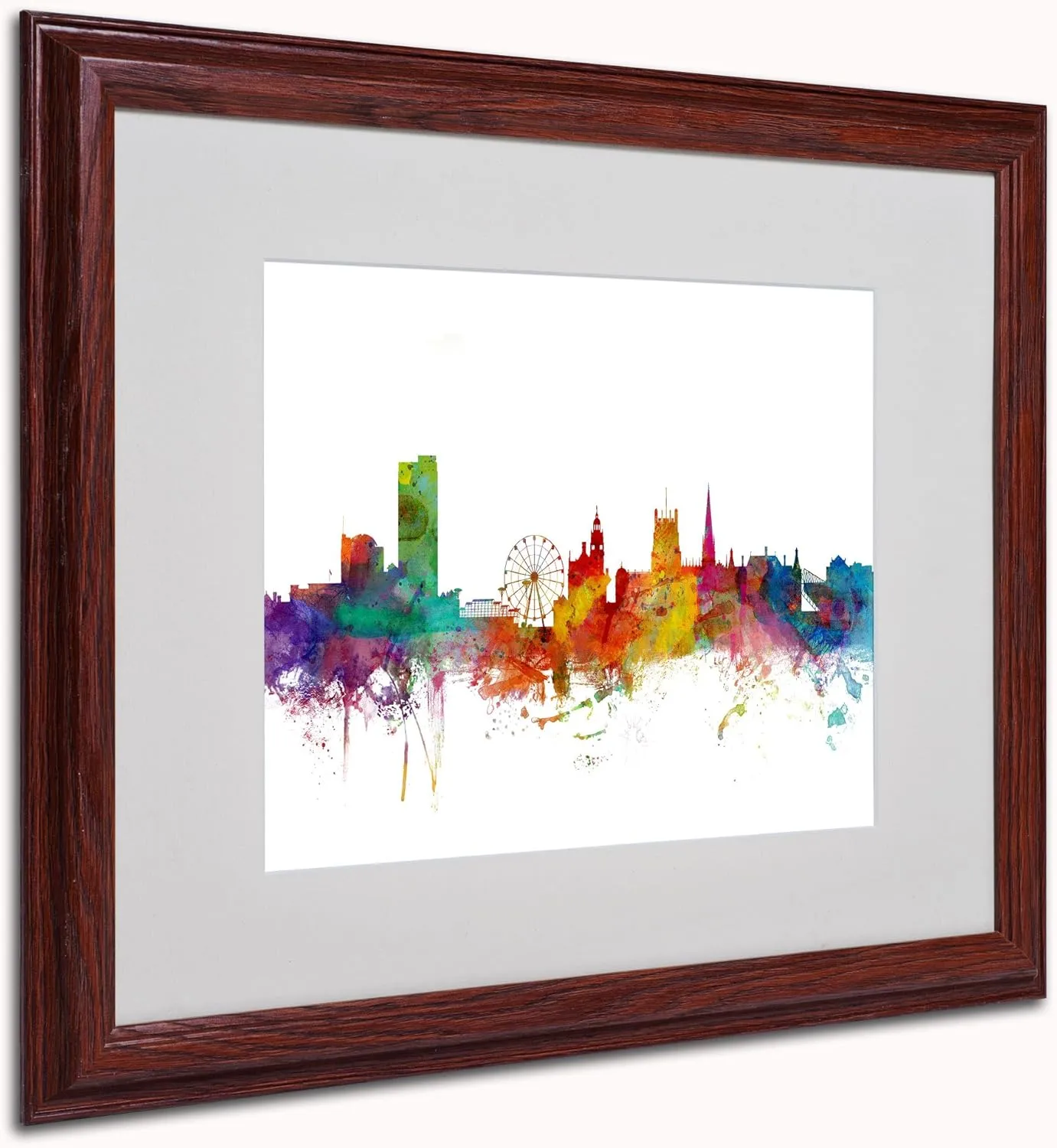 Trademark Fine Art Sheffield England Skyline II Canvas Art by Michael Tompsett, 16 by 20-Inch, Wood Frame