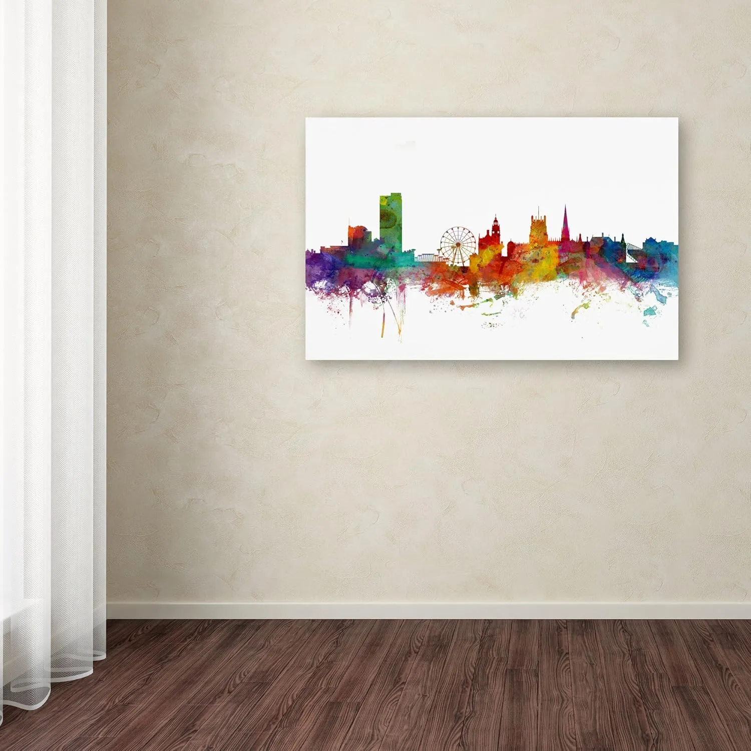 Trademark Fine Art Sheffield England Skyline II Canvas Art by Michael Tompsett, 16 by 24-Inch
