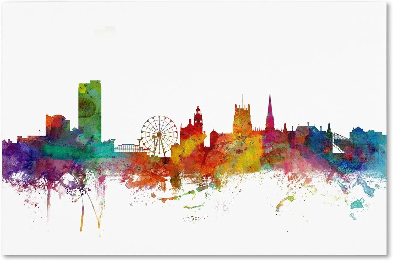 Trademark Fine Art Sheffield England Skyline II Canvas Art by Michael Tompsett, 16 by 24-Inch