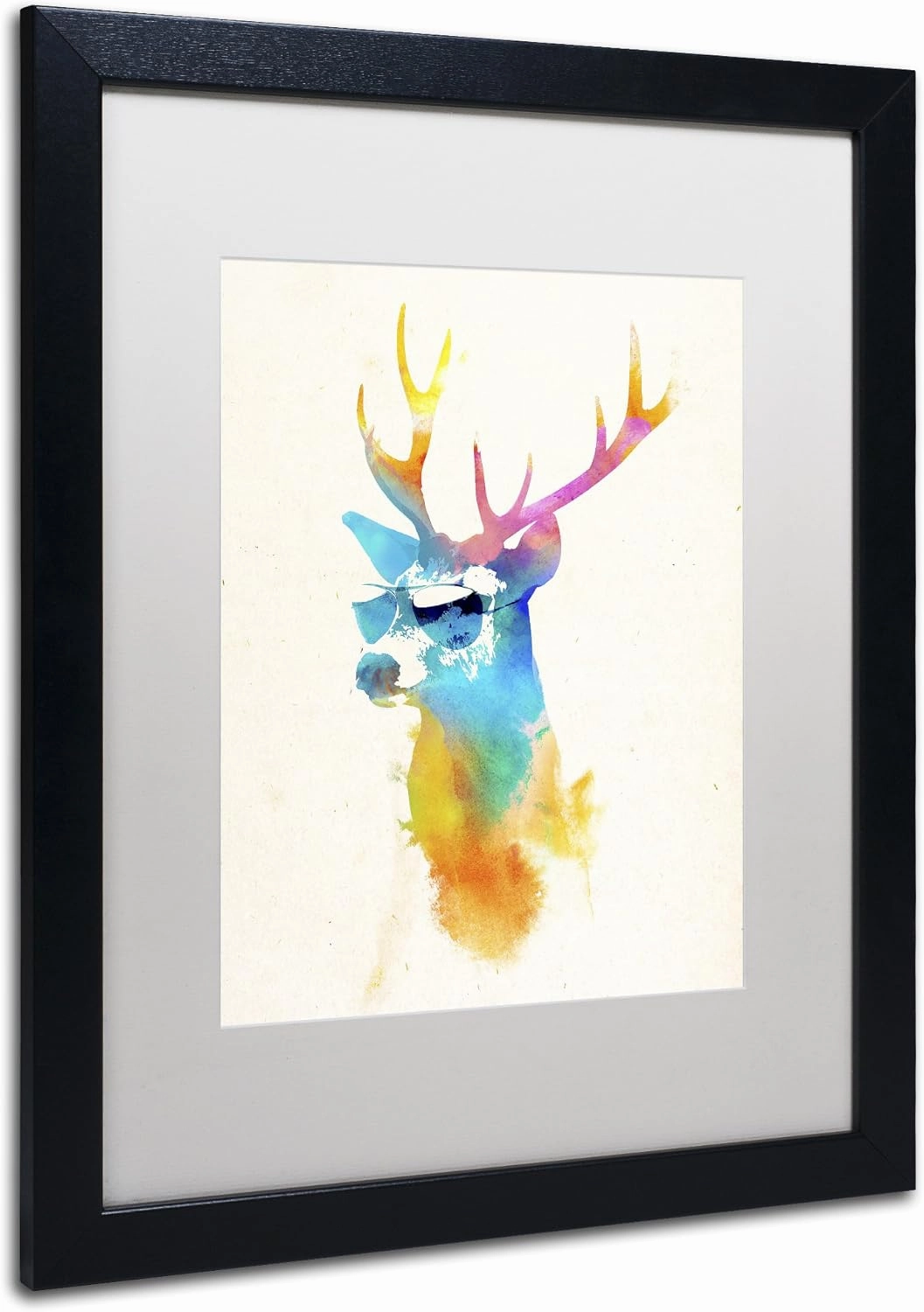 Trademark Fine Art ALI2250-B1620MF Sunny Stag by Robert Farkas, White Matte, Black Frame 16x20-Inch, 16x20