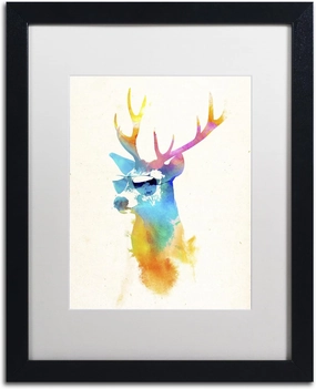 Trademark Fine Art ALI2250-B1620MF Sunny Stag by Robert Farkas, White Matte, Black Frame 16x20-Inch, 16x20