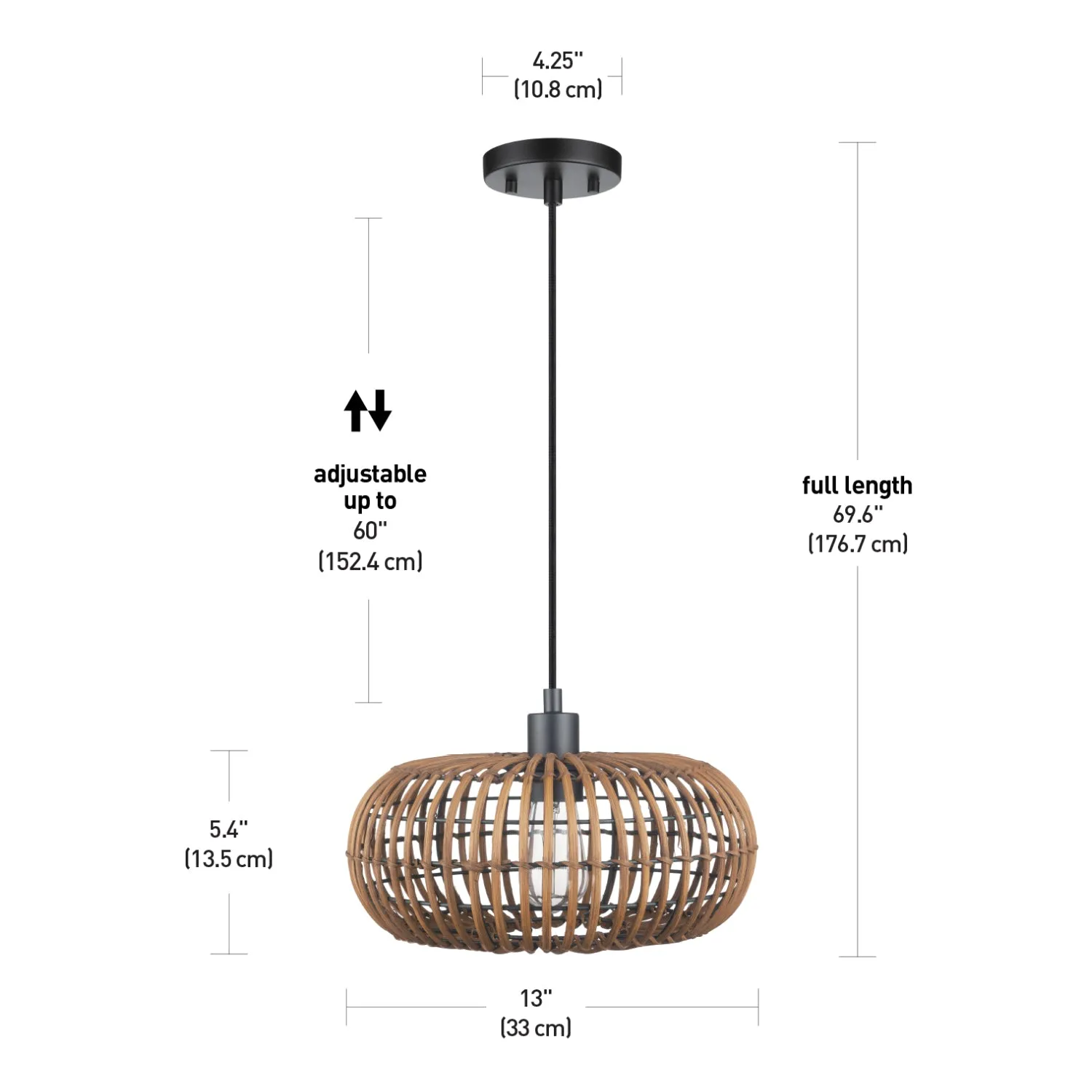 Trancoso 1-Light Rattan Shade Pendant
