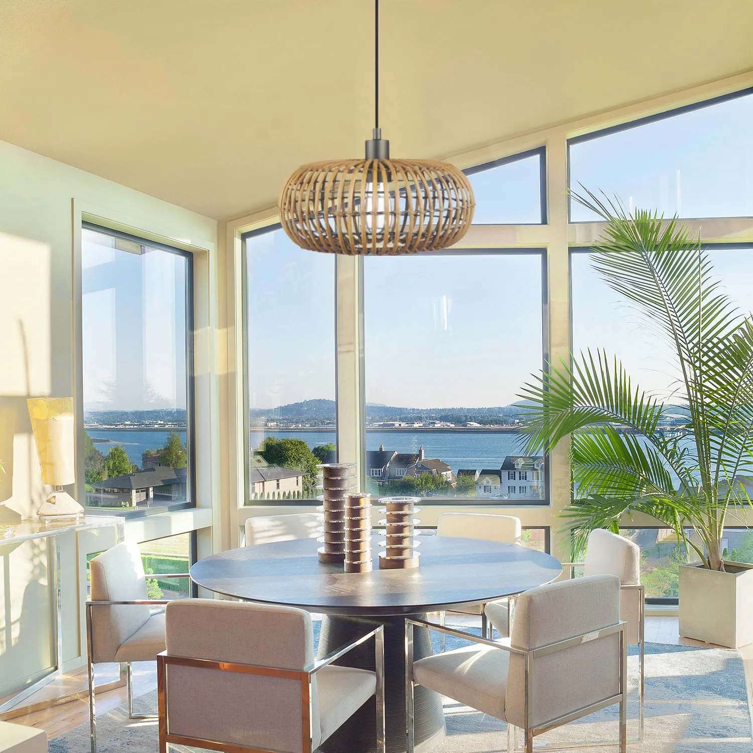 Trancoso 1-Light Rattan Shade Pendant