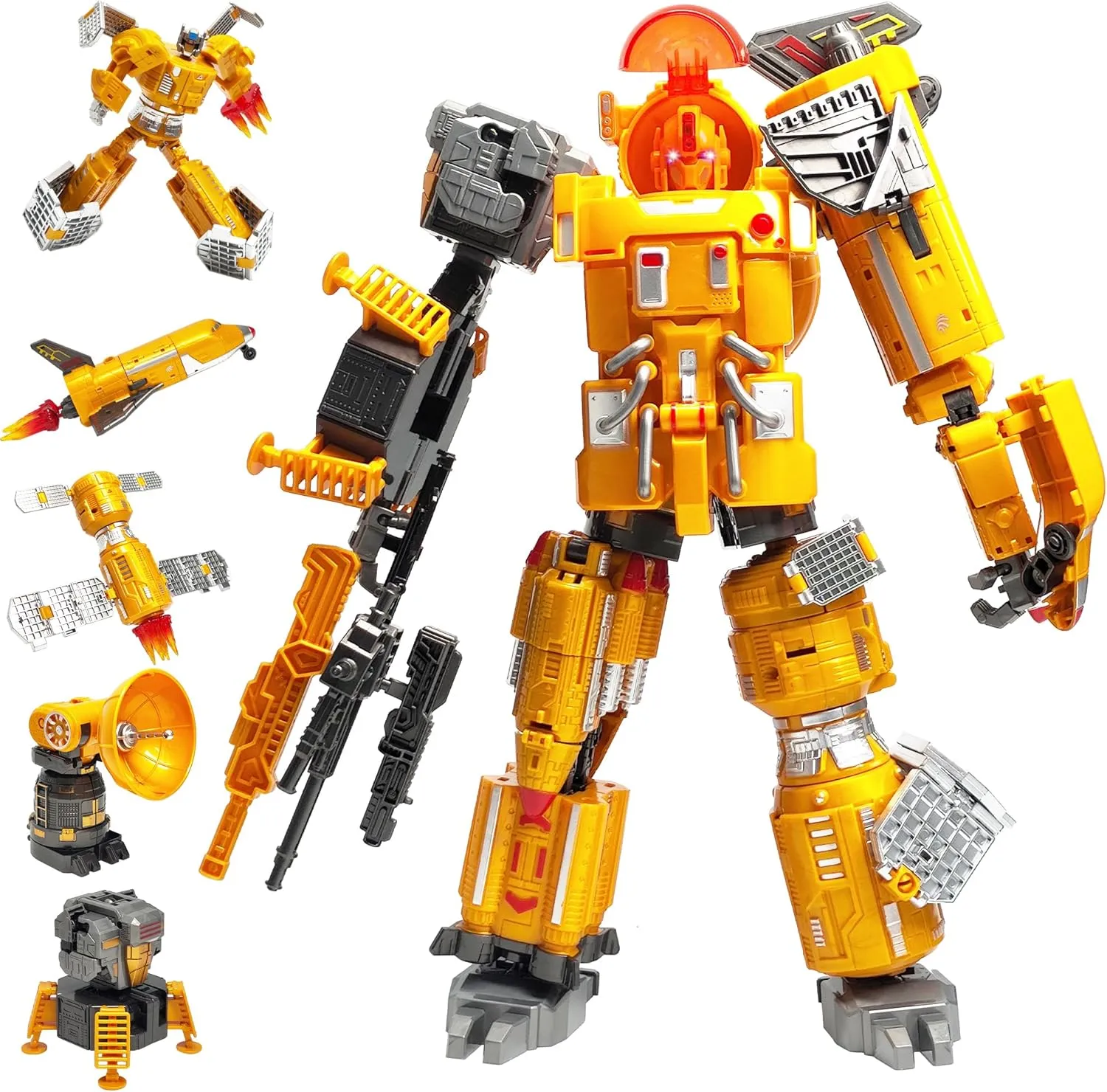 Transforming Robot Toys, 13-inch Magnetic STEM Toys for Kids Ages 5 , Science Kits for Boys 5 in 1 Construction DIY Space Shuttle Building Learning Educational Set Toys Birthday Gifts for 5 6 7 8
