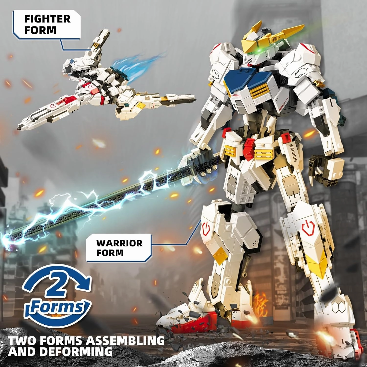 Transforming Robot Building Set for Adults, 2 in 1 City Warrior Mech & Fighter Jet Building Toy Model, 952 Pcs Creative Collectible Gift for Boys Kids 8-12