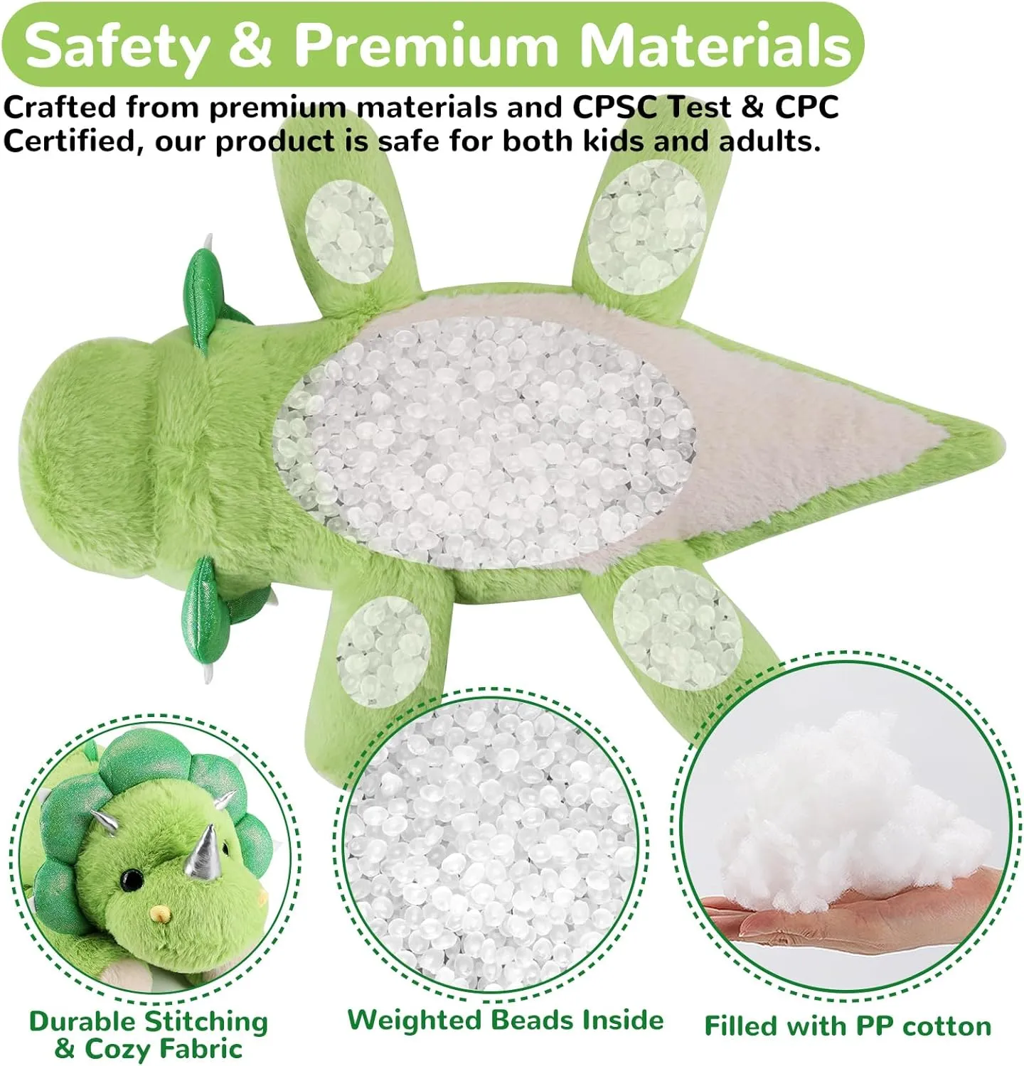 Triceratops Weighted Stuffed Animals - 28 Inch 5.0 Pounds Weighted Plushies Dinosaur Stuffed Animal - Large Dino Plush Pillow - Cute Plush Toy Gifts for Kids & Adults (28" 5.0 lbs)