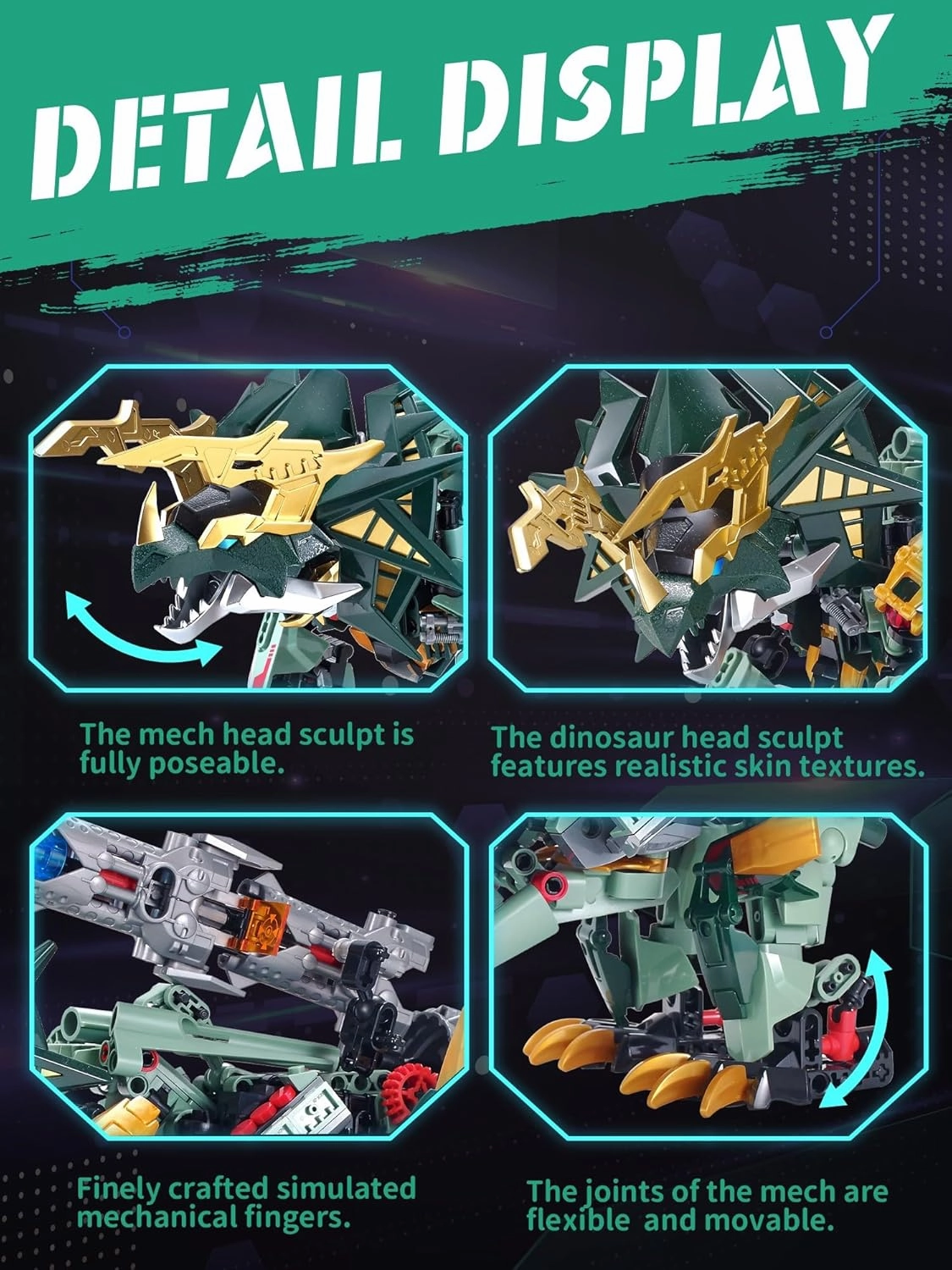 Triceratops Mecha 2-in-1 Building Blocks, Dinosaurs Transform Mech Building Sets, Robot Transforming Toys Action Figures Kits Model, Birthday for Boys, Adult Age 8-14 (Triceratops)