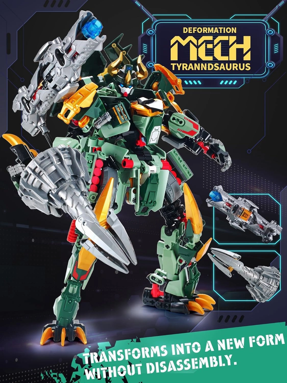 Triceratops Mecha 2-in-1 Building Blocks, Dinosaurs Transform Mech Building Sets, Robot Transforming Toys Action Figures Kits Model, Birthday for Boys, Adult Age 8-14 (Triceratops)