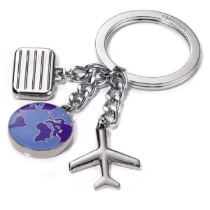 TROIKA Keyring GLOBETROTTER with 3 Charms: Airplane Suitcase Globe