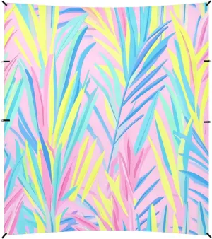 Tropical Plants Simple Beach Tent UPF50 Easy Setup Portable Sun Shelter with Sandbags and Shovel for Camping Trips, Fishing, Backyard Fun or Picnics