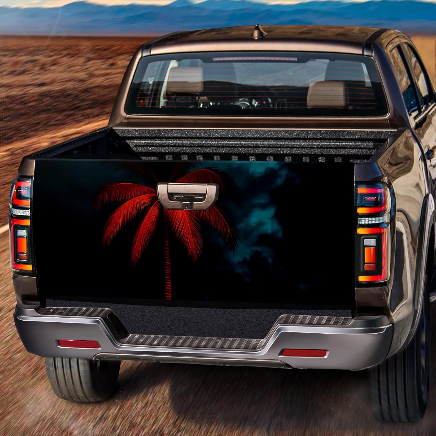 Truck Tailgate Decal Wrap for Pickup Easy to Stick PET Rear Door Sticker Tailgate Skin for Pickup Trucks Cool Vinyl Wrap Graphics for Truck Back Panels Glow Palm Exterior Decoration