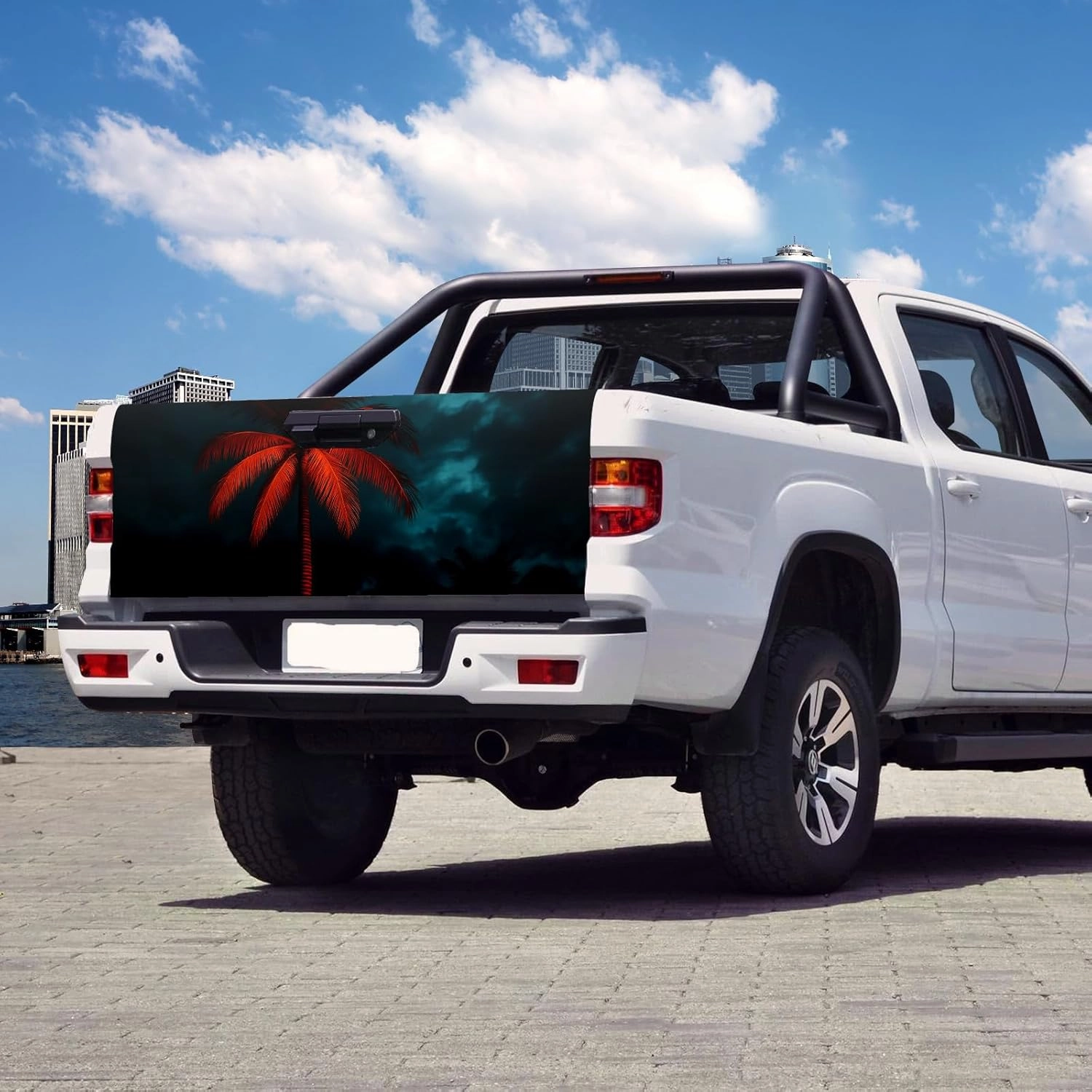 Truck Tailgate Decal Wrap for Pickup Easy to Stick PET Rear Door Sticker Tailgate Skin for Pickup Trucks Cool Vinyl Wrap Graphics for Truck Back Panels Glow Palm Exterior Decoration