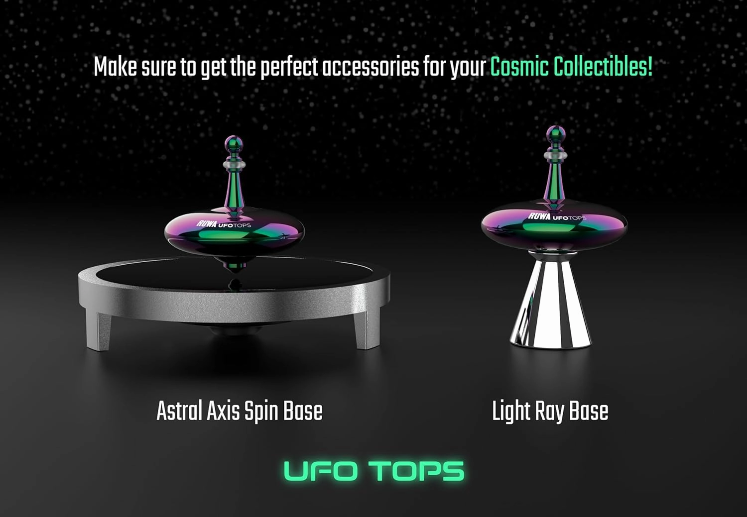 UFO Tops Los Alamos - Metal Spinning Top - Inspired by The 1951 Los Alamos, NM UFO Incident - Midnight Black Stainless Steel