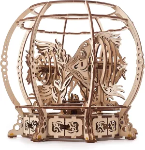 UGEARS 3D Puzzle Mechanical Aquarium - Creative 3D Wooden Puzzles Idea - Aquarium Wood Model Kit - Unique Wooden Puzzle - 3D Puzzles for Adults and Kids Building Kit